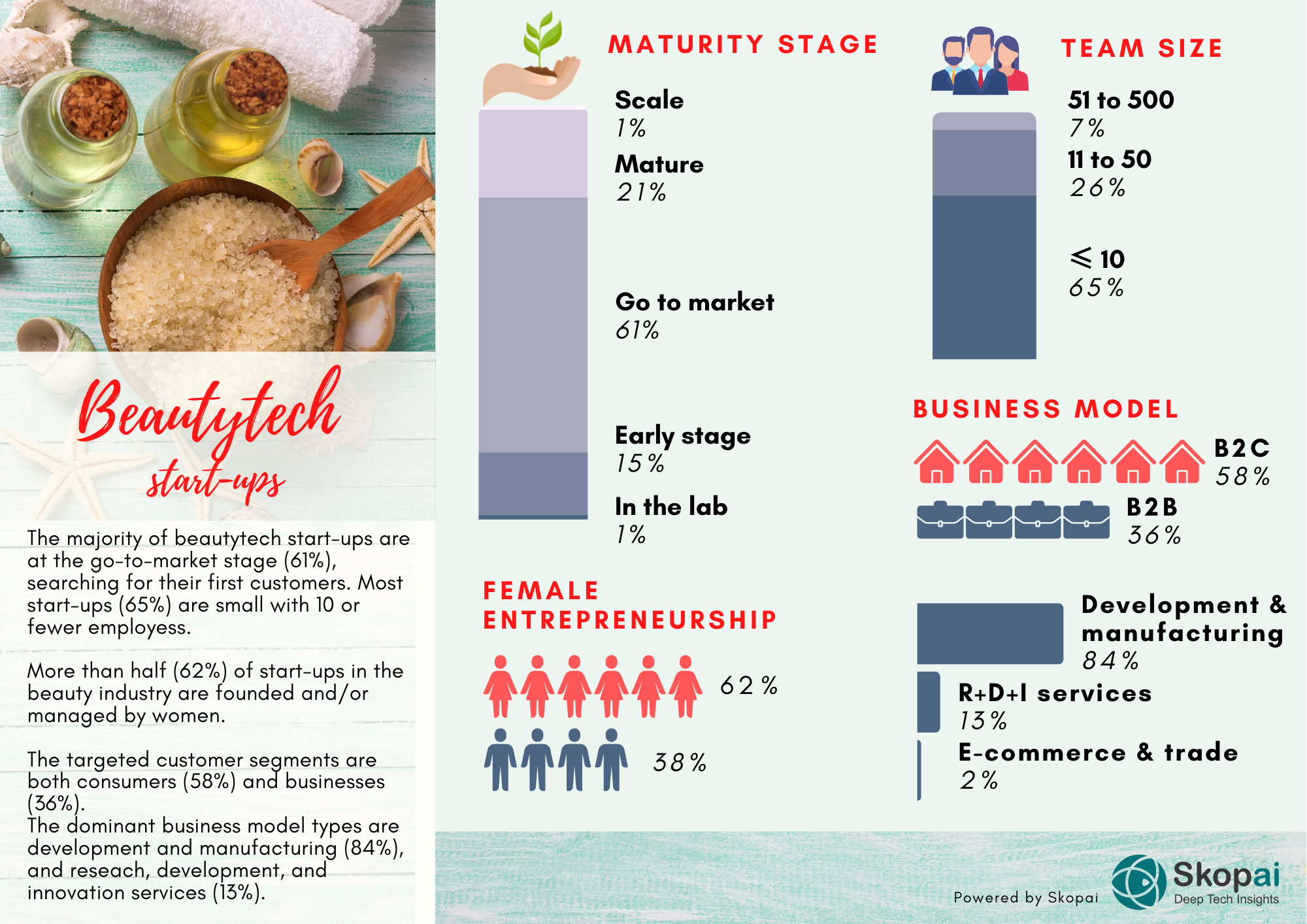 Infographics on beautytech and cosmetics startups