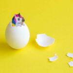 Small unicorn coming out from egg abstract. Small unicorn coming out from egg abstract.